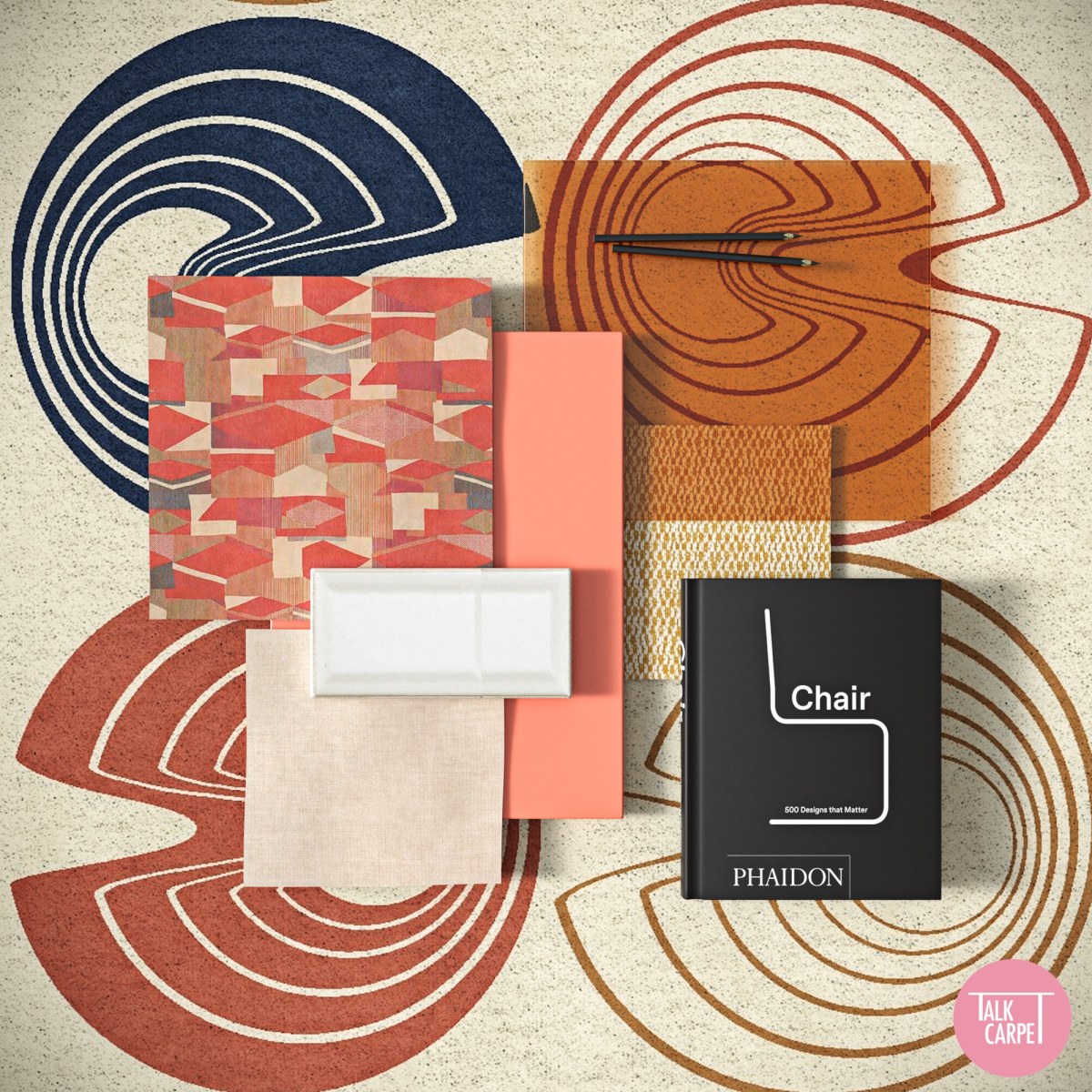 retro carpet, Retro carpet and palette based on Gae Aulenti&#8217;s 60&#8217;s chair for Poltronova